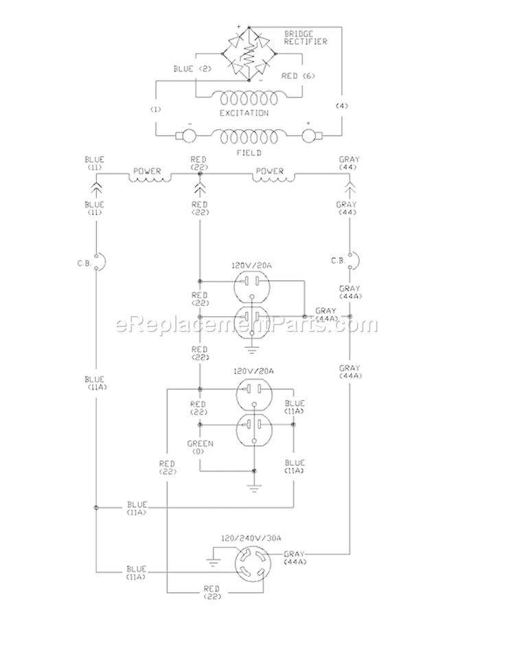 Page D Diagram and Parts List for 1642-1  Briggs and Stratton Generator